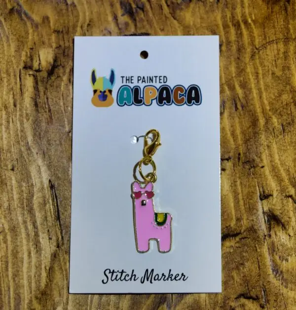 Pink Enamel Alpaca Stitch Marker