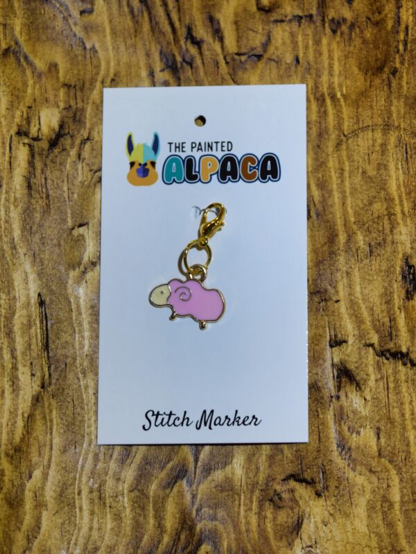 Pink Enamel Sheep Stitch Marker